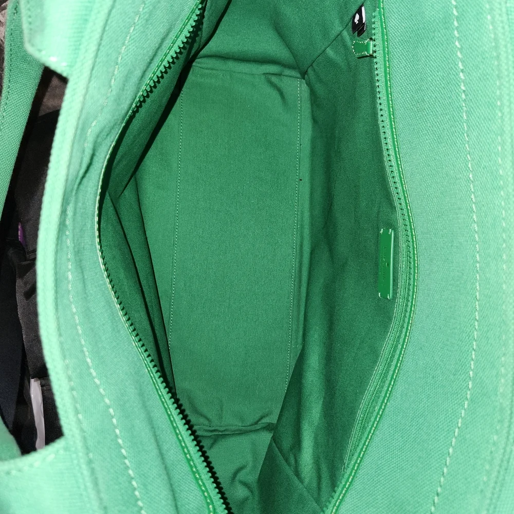 Kate Spade Green and White Striped Tote Bag